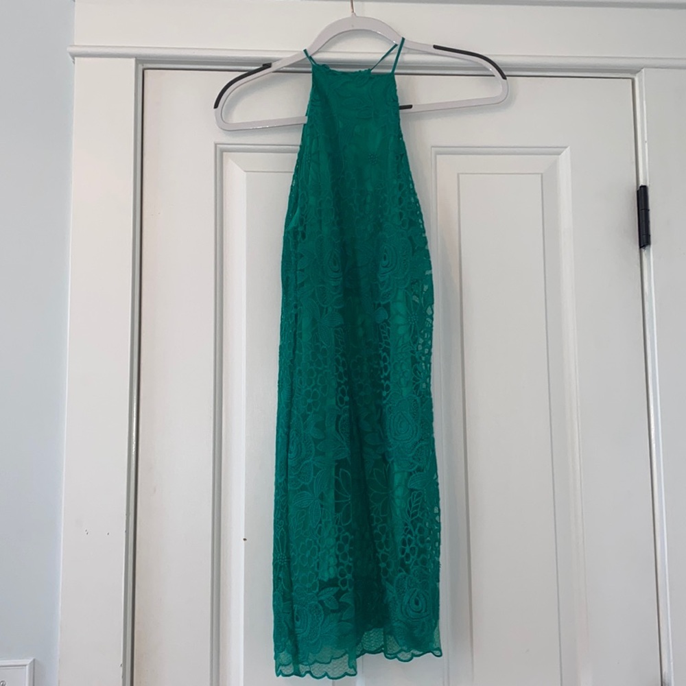 Emerald green lace dress